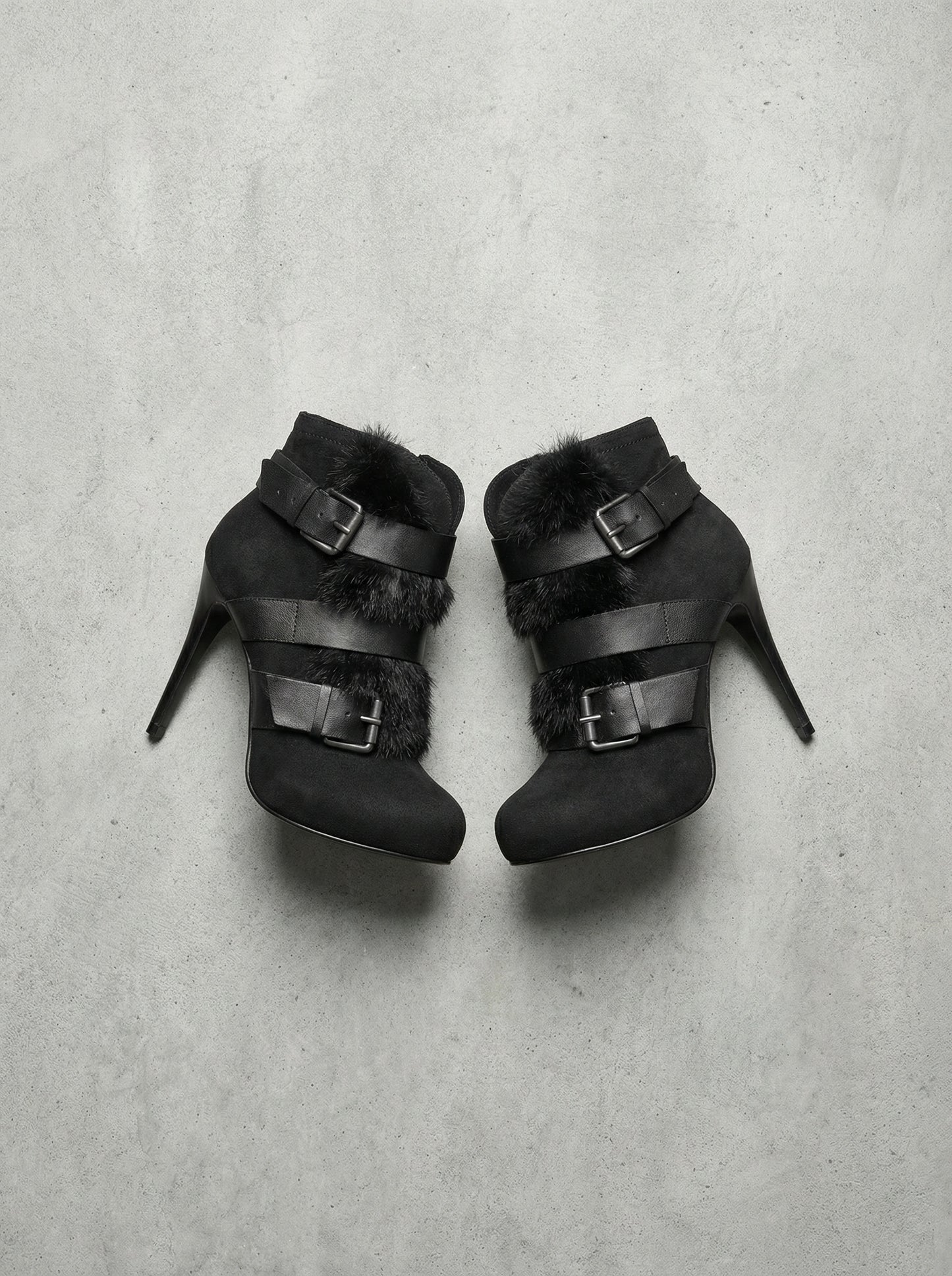 ASH Rabbit-Fur Buckle Heels