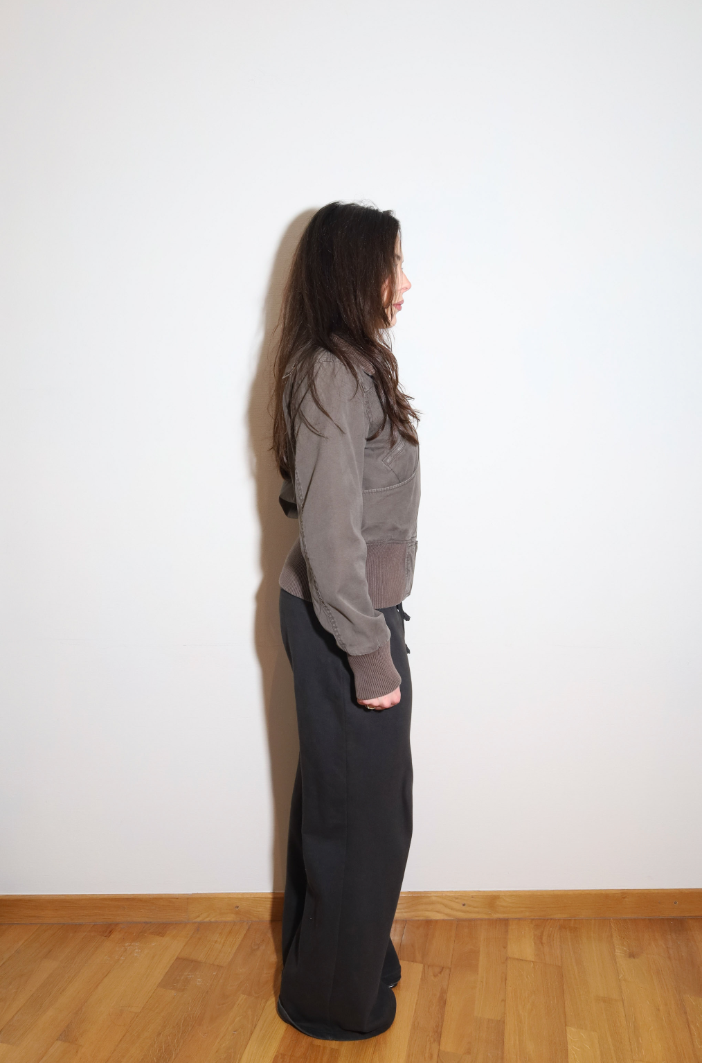 Taupe High Neck Bomber Jacket