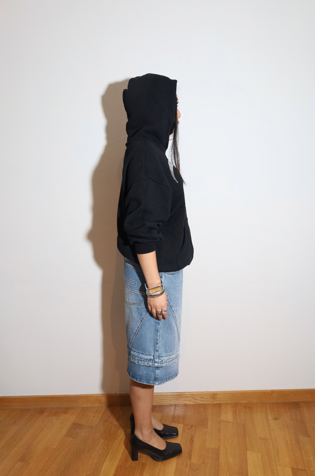 Black Glitter Logo Hoodie