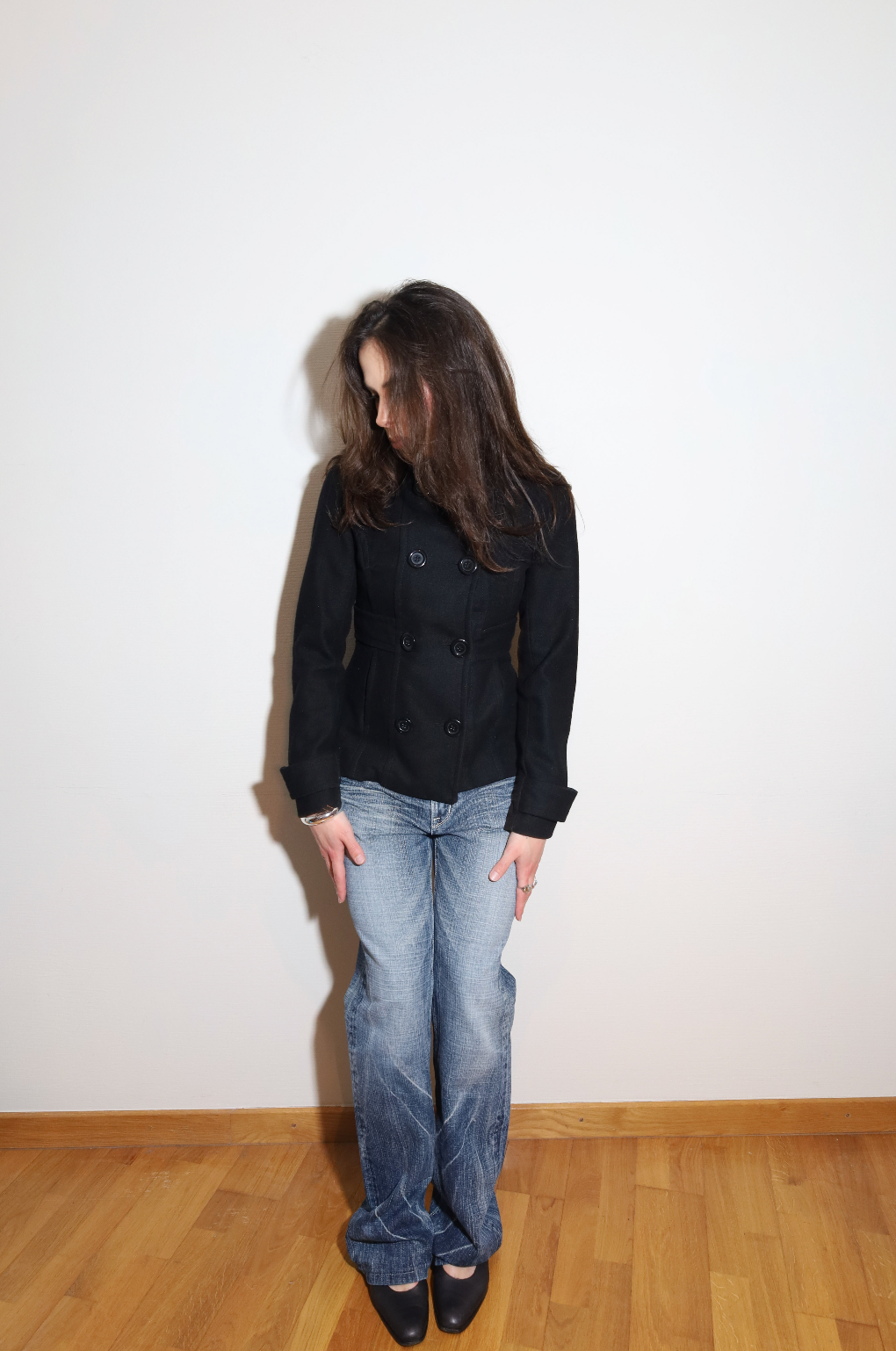 Black Fitted Peacoat Jacket