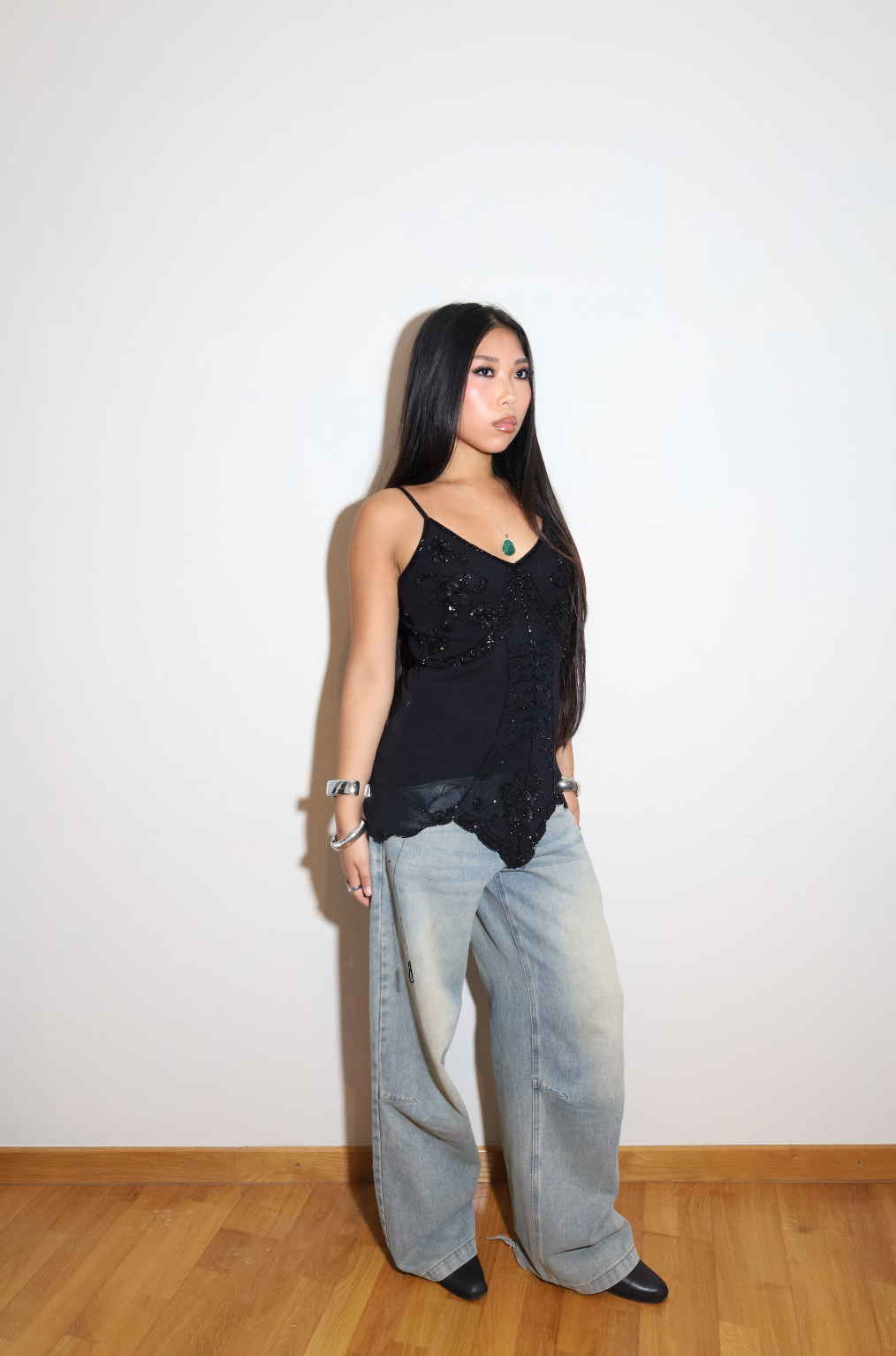 Black Sheer Sequin Top