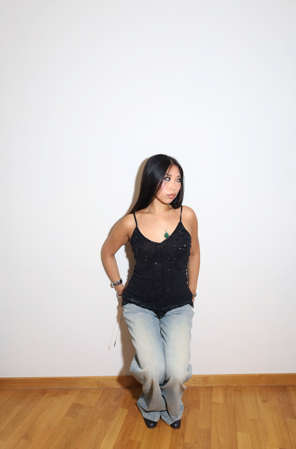 Black Sheer Sequin Top