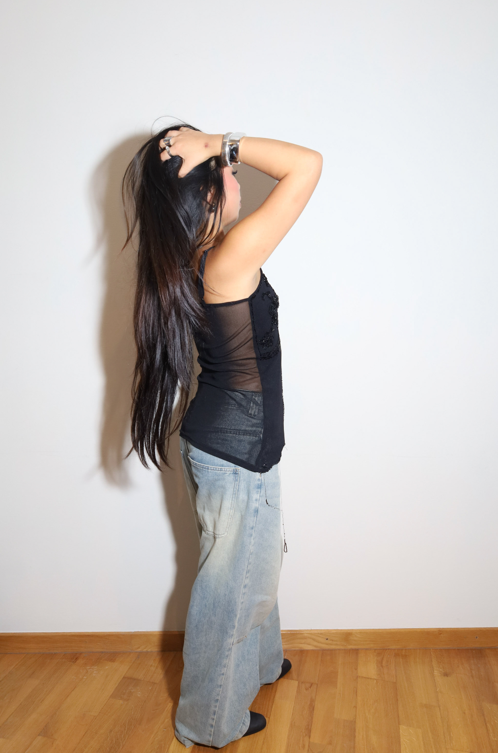 Black Sheer Sequin Top