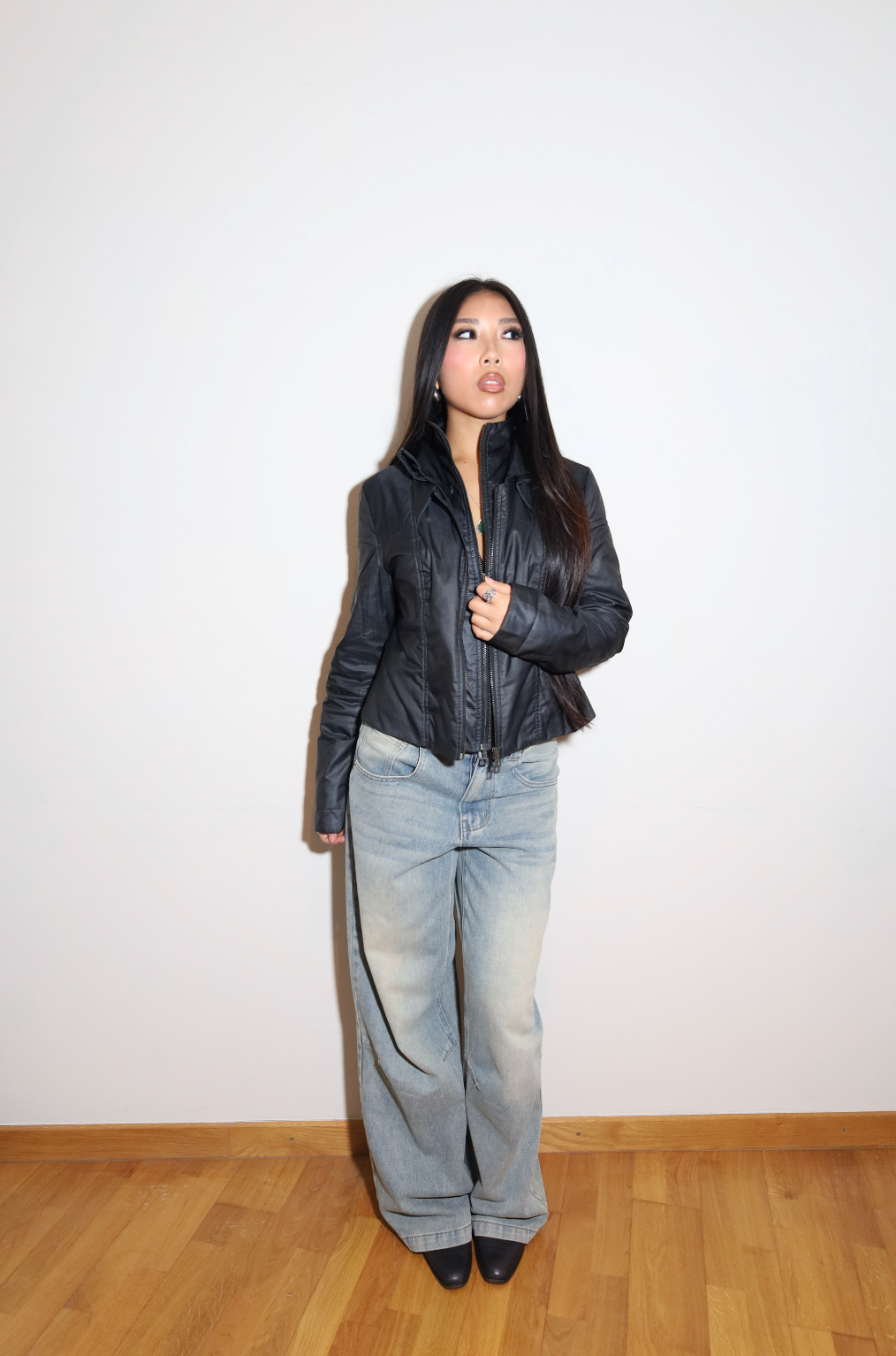 Black Double Zipper Jacket Sarah Pacini