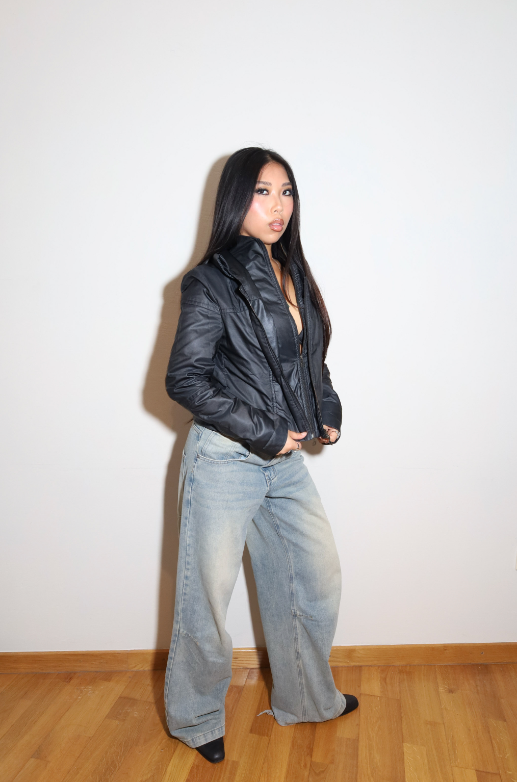 Black Double Zipper Jacket Sarah Pacini