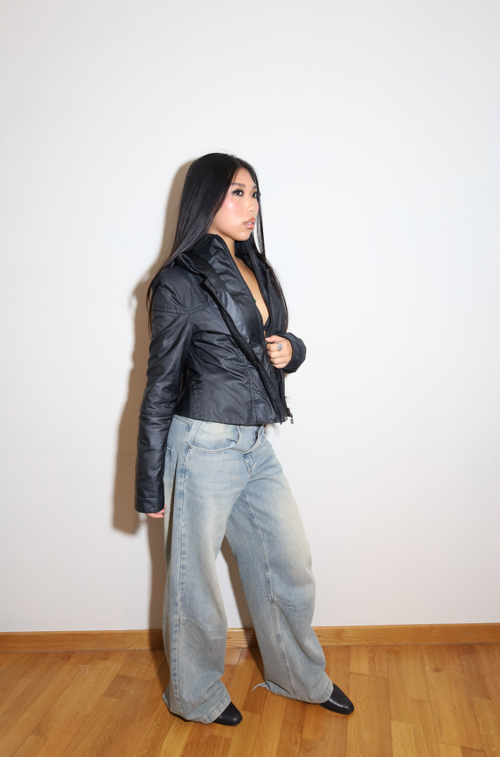 Black Double Zipper Jacket Sarah Pacini