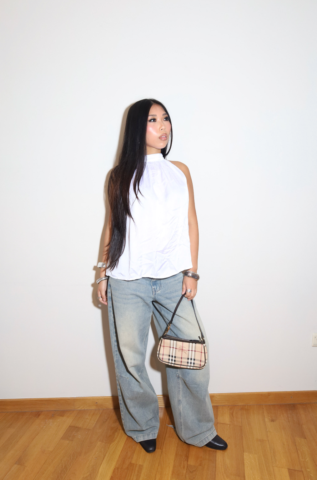 White Halter Open Back Top