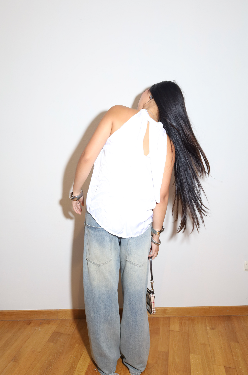 White Halter Open Back Top